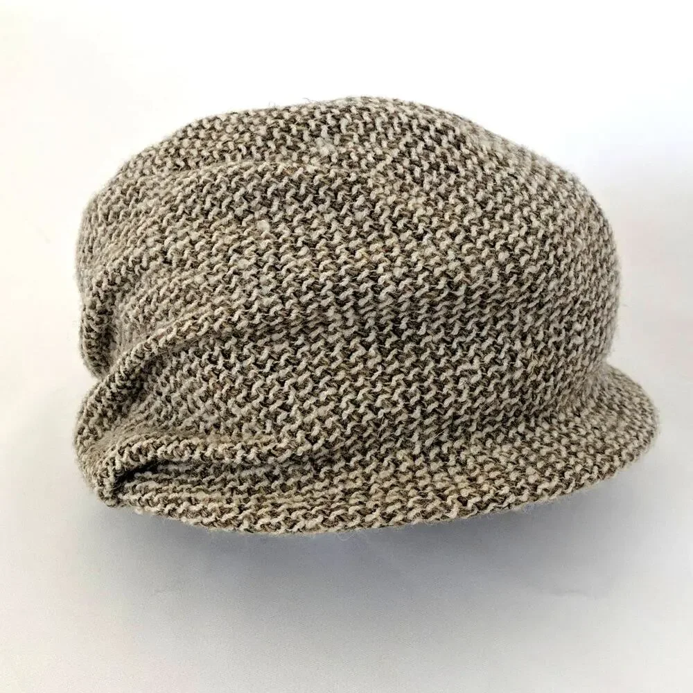 Vintage CHANEL‎ Tweed City Hat Wool Tan Cloche 57 Luxury Old Money